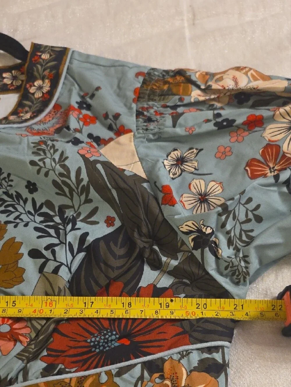 FARM Rio Beauty Bouquet Sky Blue Floral Embroidered Mini Dress Cotton Size XL - Picture 14 of 16